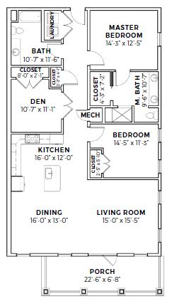 Edisto - 2 Bedroom Senior Garden Flat Mount Pleasant, SC Floor Plan