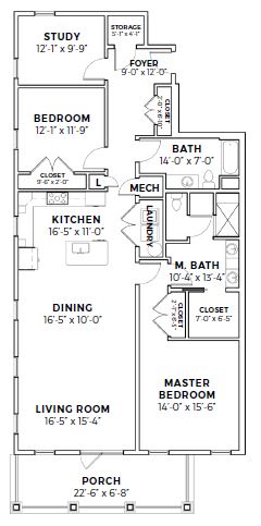 Kiawah- 2 Bedroom Senior Garden Flat Mount Pleasant, SC Floor Plan