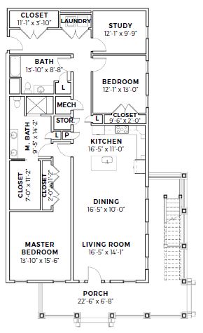 Stono - 2 Bedroom Senior Garden Flat Mount Pleasant, SC Floor Plan