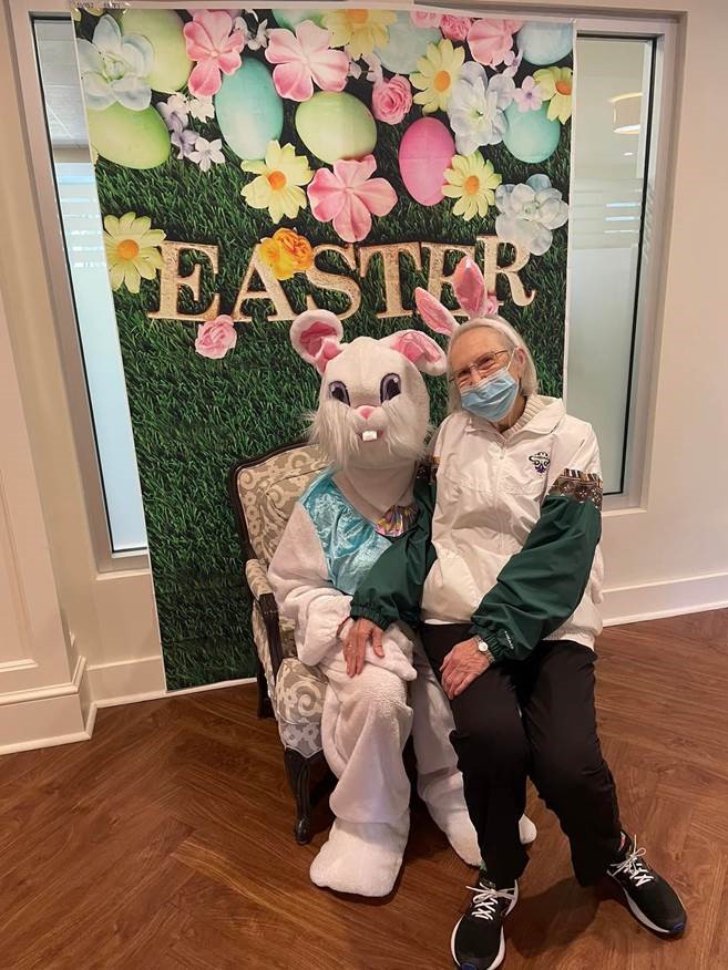 Easter bunny photo with lady