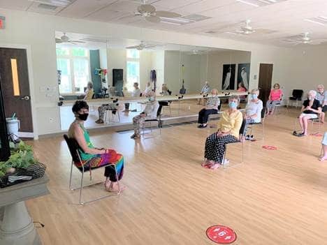 Seated yoga class