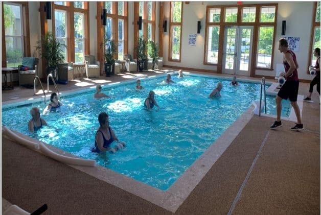 water aerobics in square pool